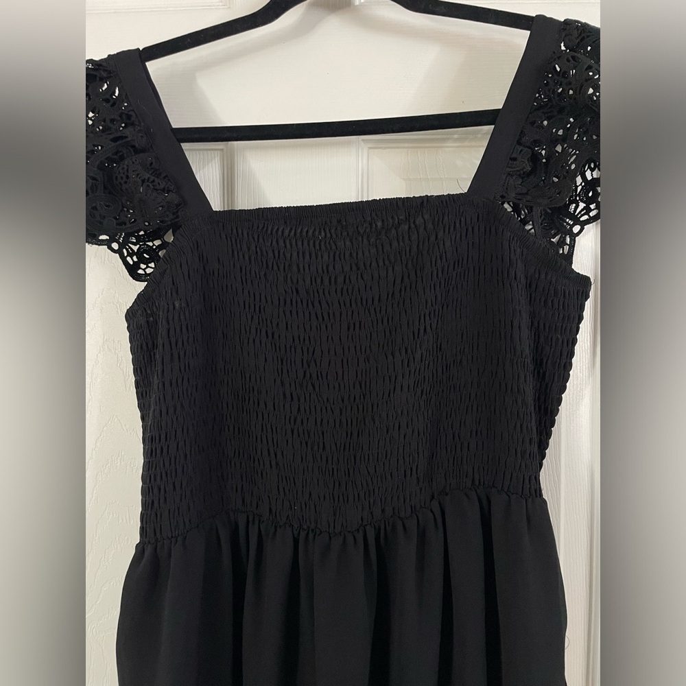 Chic Black Lace Cap Sleeve Maxi Dress Large - Picture 5 of 5